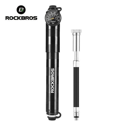 ROCKBROS Bike Pump High Pressure Aluminium Alloy CNC Dustproof Barometer AV/FV Ultralight Portable Inflater Bicycle Accessories