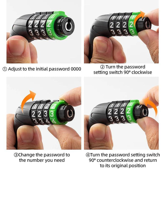 ROCKBROS Bike Cable Lock MTB Road Bicycle Anti-Theft Password Lock PVC Steel Cable Lock for Motorcycle Scooter Bike Accessories