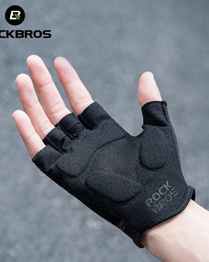 ROCKBROS Half Finger Gloves SBR Palm Pads Breathable Anti-shock Cycling Gloves High Elasticity Fitness Bicycle Fingerless Gloves