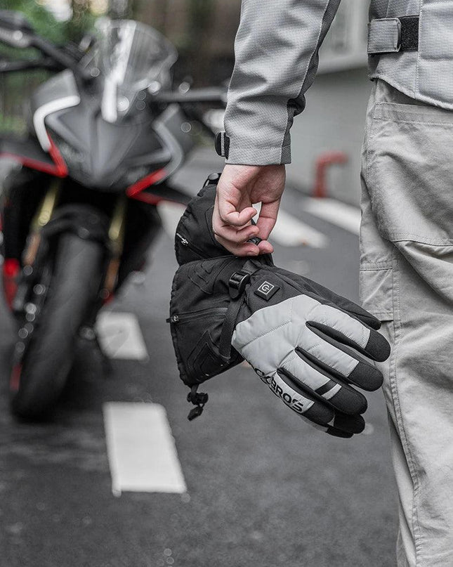 ROCKBROS Warm Heated Gloves Snowmobile Gloves With 3 Levels 4000mAh Rechargeable Battery Powered Electric Thermal Heat Glove