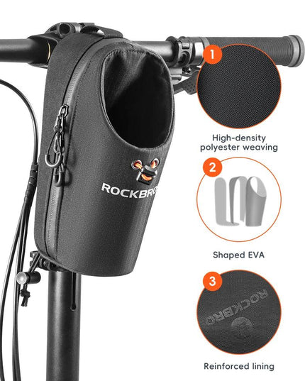 ROCKBROS Bicycle Bag Front Bag Water Bottle Bag 1.5L Folding Bike Mountain Road Bike Riding Bag Adjustable Large-caliber Bag