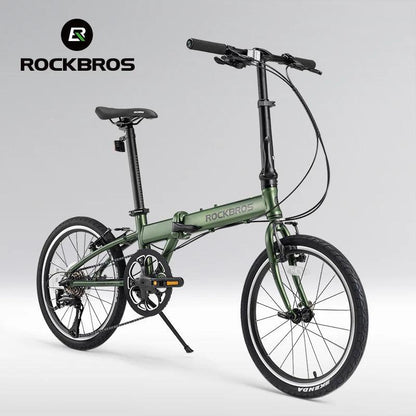 ROCKBROS 20 inch Folding Bike with Shimano 8-speed Aluminium Alloy Frame V Brake Lightweight Adult Unisex Adjustable Bike