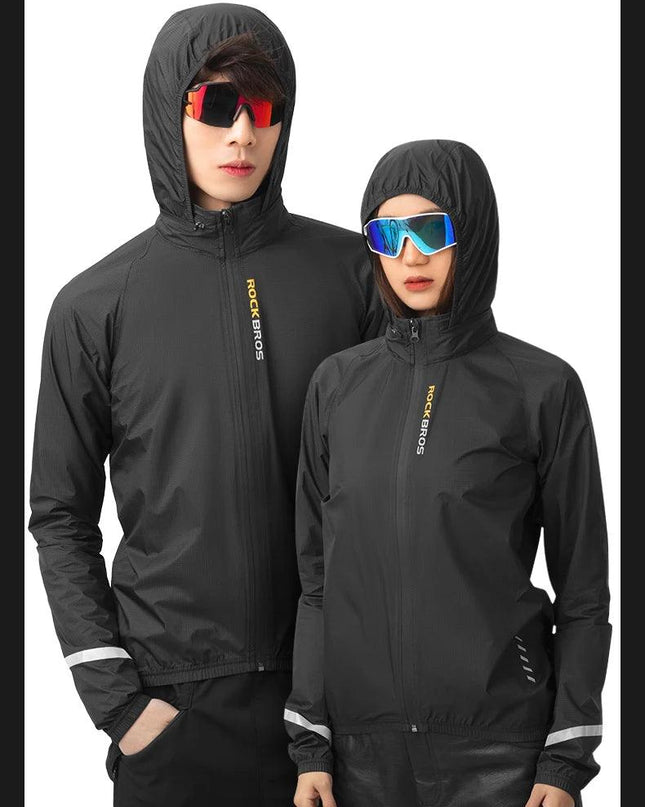ROCKBROS Raincoat Cycling Waterproof Jacket Lightweight Motorcycle Rain Coat Breathable Reflective Hooded Outdoor Windbreaker