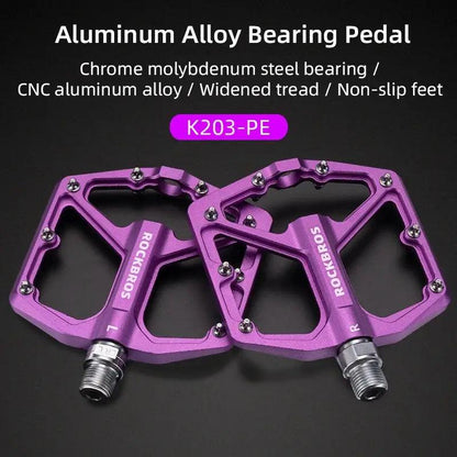 ROCKBROS Bike Pedals Aluminum Alloy Anti-slip Bicycle Pedals Ultralight Sealed Bearing One-piece MTB Road Mountain Cycling Pedal