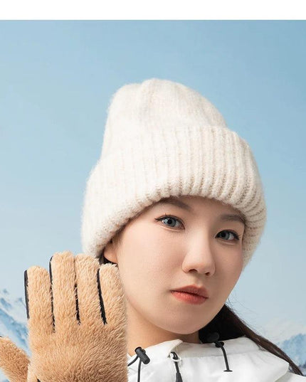 ROCKBROS Autumn Winter Ski Gloves Warm Windproof Gloves Cycling Snowboard Driving Double Layer Fleece-Lined Thickened Gloves