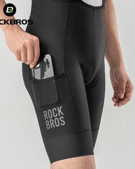 ROCKBROS Cycling Bib Shorts Classic Men Bike Pants Ciclismo Bicycle Shorts Pockets Outdoor Breathable Reflective Tights Shorts