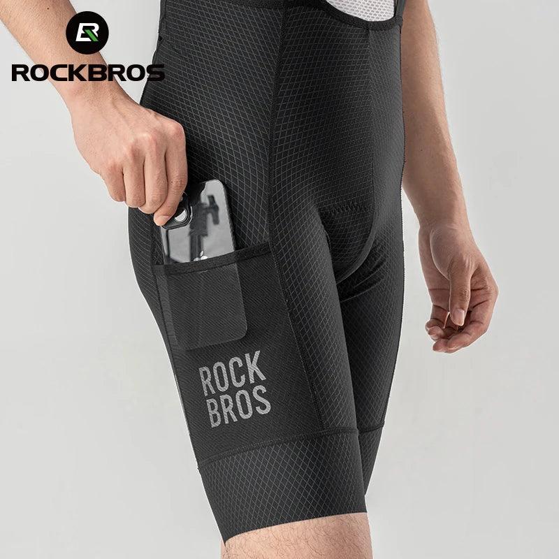 ROCKBROS Cycling Bib Shorts Classic Men Bike Pants Ciclismo Bicycle Shorts Pockets Outdoor Breathable Reflective Tights Shorts