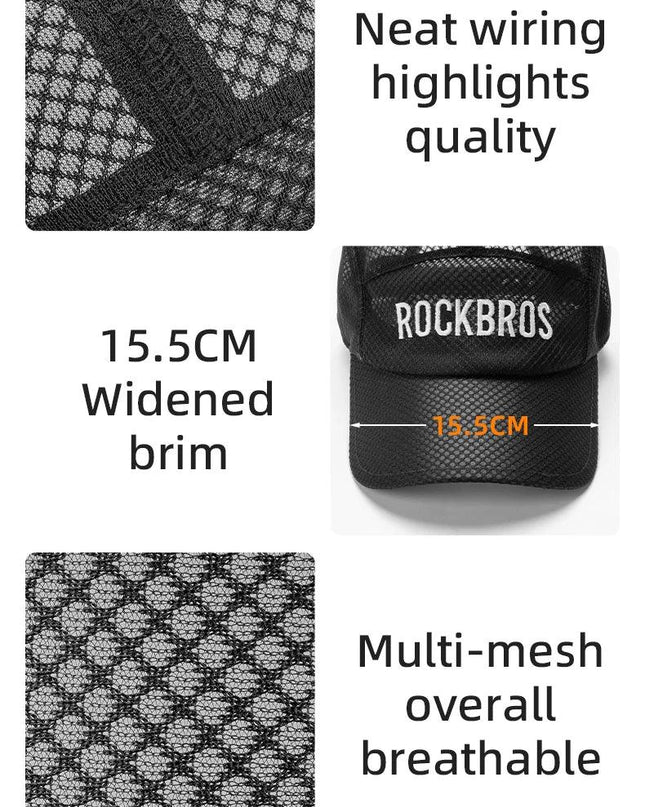 ROCKBROS Breathable Mesh Baseball Cap Summer Cool Quick Dry Hat Golf Tennis Cap Men Women For Outdoor Sports Cycling Running Hat