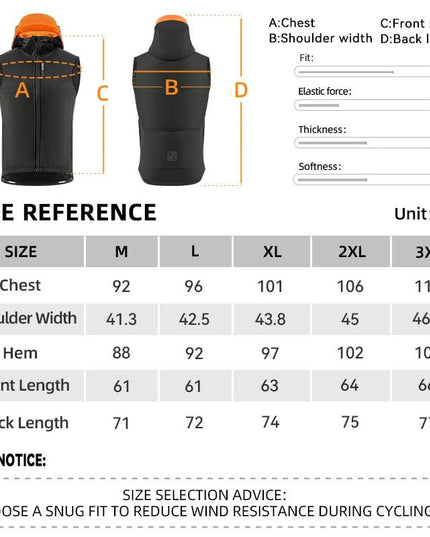 ROCKBROS Winter Warm Cycling Vest Thermal Fleece Windproof Cycling Jacket Winter Outdoor Sports Warm Vest for Men Women Running