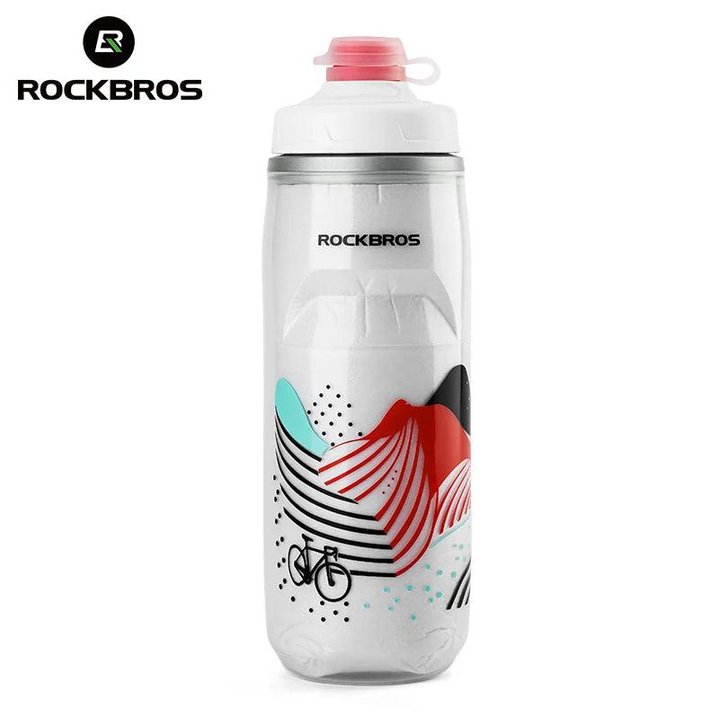 ROCKBROS Cycling Water Bottle Cold Water Insulated Thermal Silicone Bottle Fitness Outdoor Bicycle Portable 620ml Water Kettle