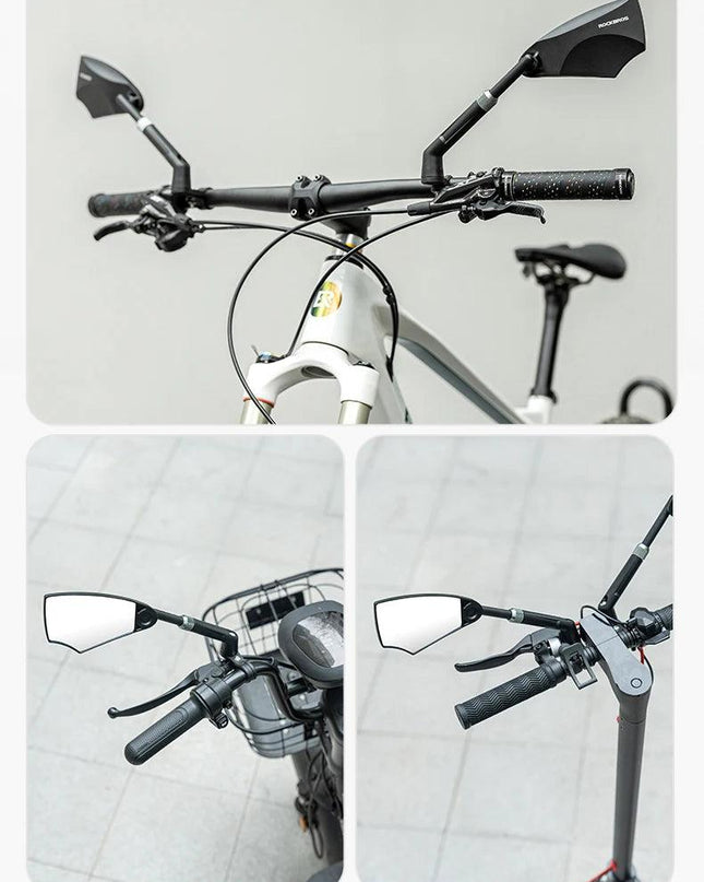 ROCKBROS Bicycle Rearview Mirror Universal Wide-Range 360° Adjustable Mirror For Mountain Road Bike Motorcycle Scooter Safety