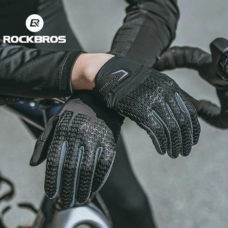 ROCKBROS Windproof Cycling Gloves Touch Screen Riding MTB Bike Bicycle Gloves Thermal Warm Motorcycle Winter Autumn Bike Gloves