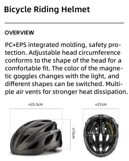 ROCKBROS Bike Helmet Lightweight Breathable Helmet PC+EPS with Photochromic Lens Wind-breaking Brim Safety Cycling Helmet