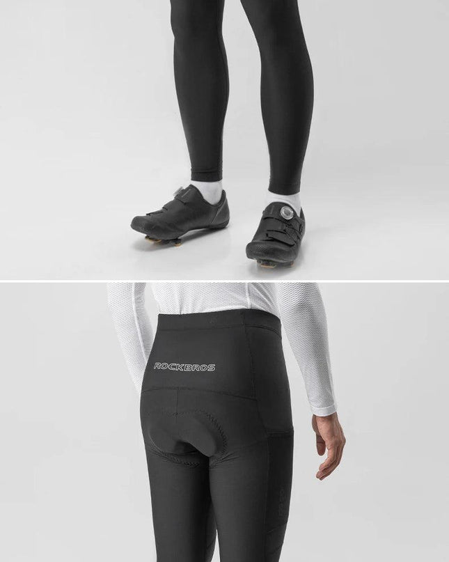 ROCKBROS Cycling Pants Thermal Fleece Winter 3D Padded Riding Leggings Tights Reflective Breathable Mountain Bike Sport Trousers