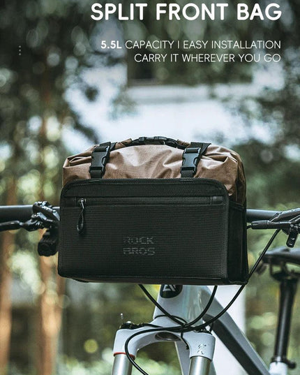 ROCKBROS Bike Front Frame Bag 5.5L Large Capacity Adjustable Handlebar Bag Portable Shoulder Bag Reflective Cycling Packing