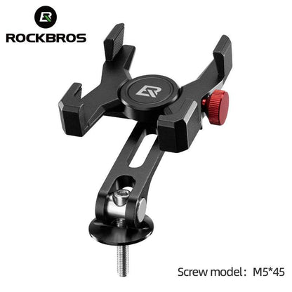 ROCKBROS Bike Phone Holder Aluminum Alloy Material Bracket Anti-slip Cushioning Pads 4.7-7.09 inch Mobile Phone Stand Shockproof