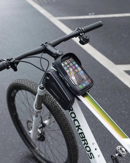 ROCKBROS Bicycle Bag Shockproof Touchscreen Top Tube Bags EVA Hard Shell Front Frame Phone Case Bike Bag Cycling Accessories