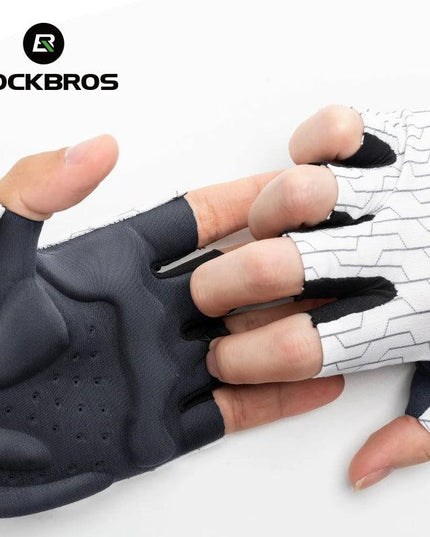 ROCKBROS Cycling Gloves Sunscreen Breathable MTB Road Bike Gloves Shock Absorption Non-slip Gloves Outdoor Thickened Palm Pad