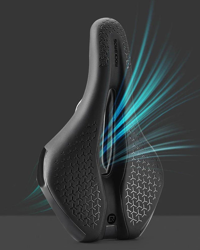 ROCKBROS Bicycle Saddle Hollow Breathable Shockproof Cycling Seat PU Non-Slip Leather Cushion Lightweight MTB Road Bike Saddle