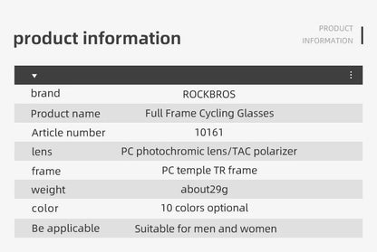 ROCKBROS Bike Photochromic Glasses Sports Sunglasses Men Women UV400 Anti-ultraviolet Goggles Cycling Fishing Outdoor Eyewear