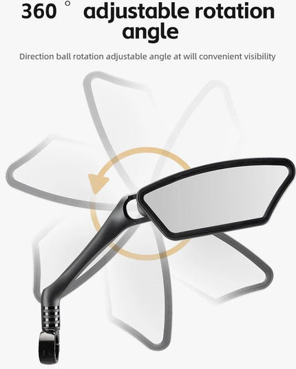 ROCKBROS Bicycle Mirror Handlebar Rear View Stainless Steel Reflector Universal Wide-Range 360° Adjustable Mirror Bike Accessory