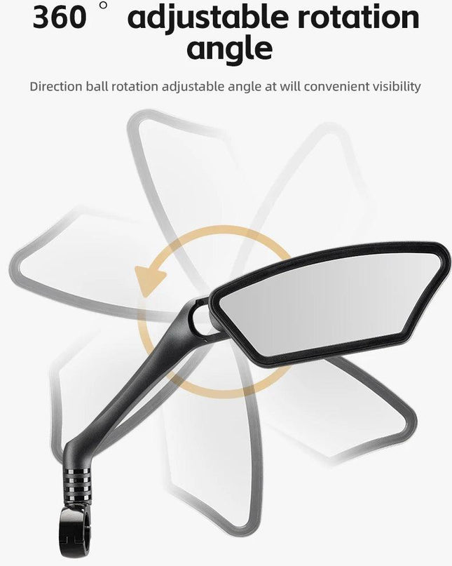 ROCKBROS Bicycle Mirror Handlebar Rear View Stainless Steel Reflector Universal Wide-Range 360° Adjustable Mirror Bike Accessory
