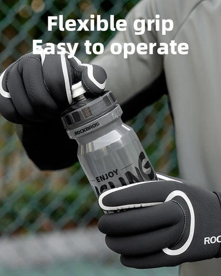 ROCKBROS Winter Warm Gloves Windproof Waterproof Bicycle Sports Mitten Warm Fleece Gloves Non-slip Motorcycle Ski Riding Gloves