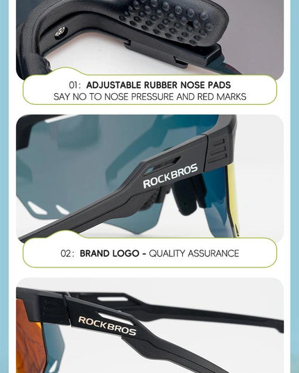 ROCKBROS Cycling Glasses MTB Road Bike Eyewear Driving Golf Goggles Protection Sports UV400 Sunglasses Polarized/Photochromic