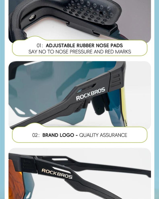 ROCKBROS Cycling Glasses MTB Road Bike Eyewear Driving Golf Goggles Protection Sports UV400 Sunglasses Polarized/Photochromic