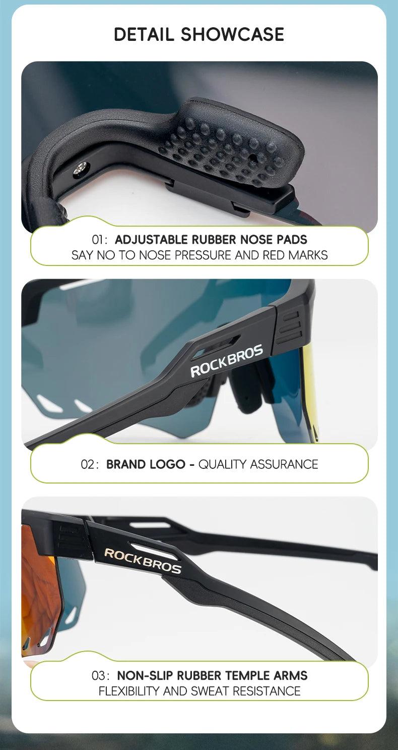 ROCKBROS Cycling Glasses MTB Road Bike Eyewear Driving Golf Goggles Protection Sports UV400 Sunglasses Polarized/Photochromic