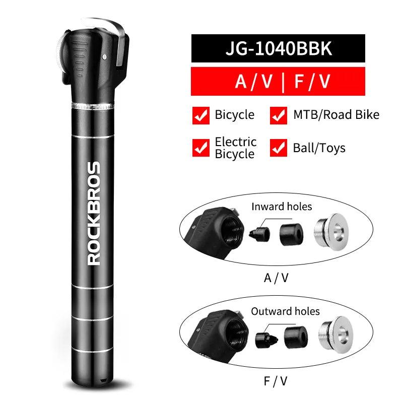 ROCKBROS Bicycle Pump 100PSI/110PSI Bike Pump Hand Mini Tire Air Inflator Portable Ultralight High-Pressure Pump Accessories