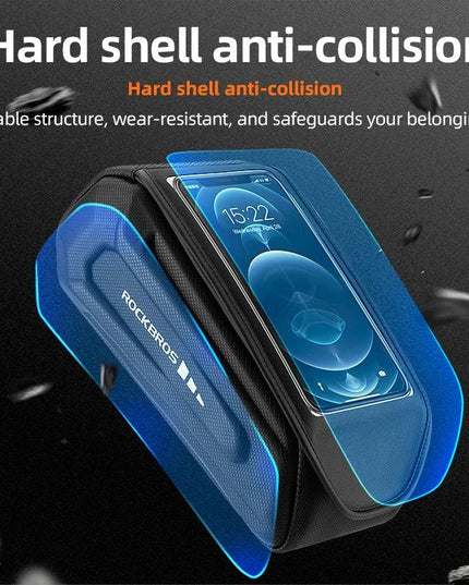 ROCKBROS Bike Bag 1.7L Phone Bag Waterproof Front Frame Cycling Bag Touch Screen Case Holder Hard Shell Bike Bag Mtb Accessories