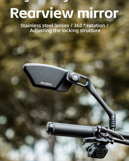 ROCKBROS Bicycle Mirror Handlebar Rear View Stainless Steel Reflector Universal Wide-Range 360° Adjustable Mirror Bike Accessory