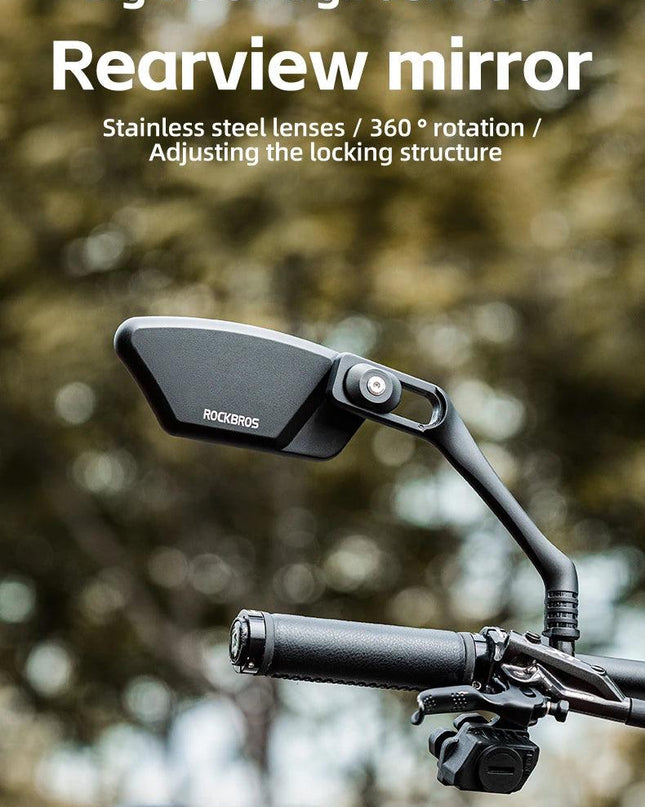 ROCKBROS Bicycle Mirror Handlebar Rear View Stainless Steel Reflector Universal Wide-Range 360° Adjustable Mirror Bike Accessory
