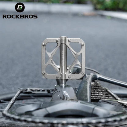 ROCKBROS Titanium Alloy Bike Pedals Ultralight Anti-slip Wide Pedal MTB Road Bike Stainless Steel Nails Cycling Accessories