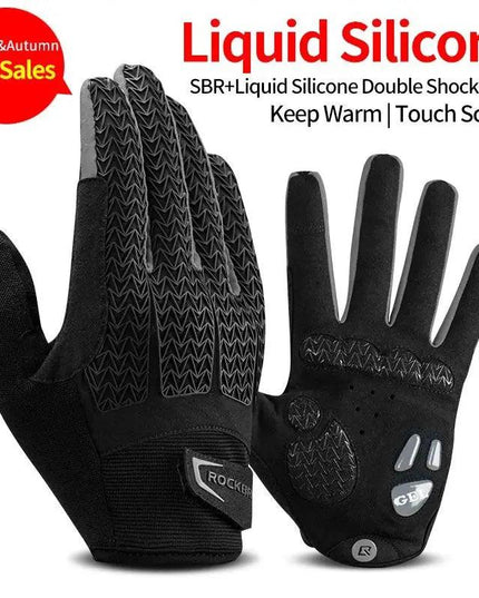 ROCKBROS Windproof Cycling Gloves Touch Screen Riding MTB Bike Bicycle Gloves Thermal Warm Motorcycle Winter Autumn Bike Gloves