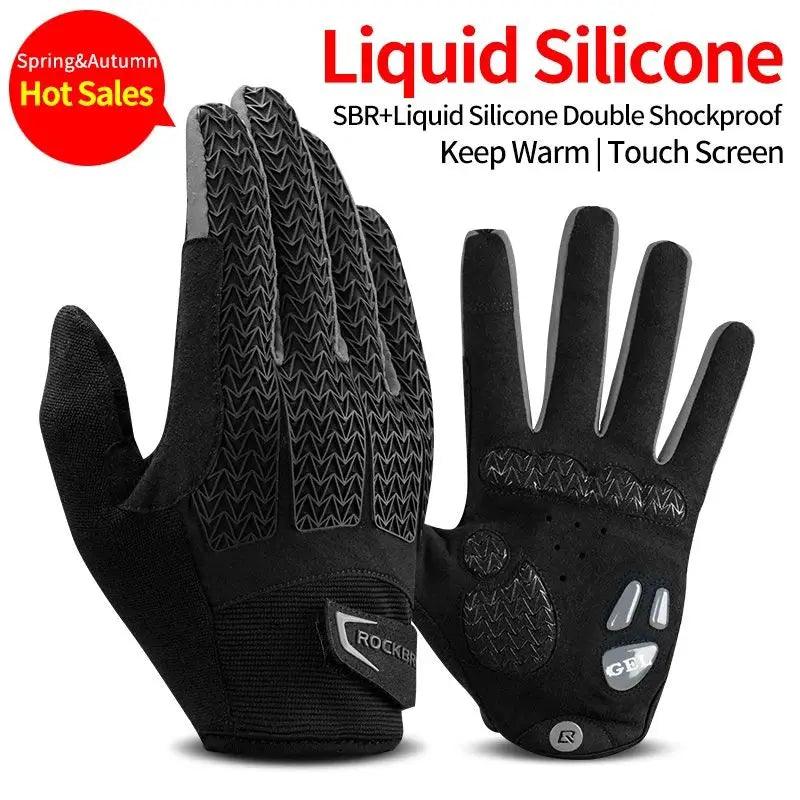 ROCKBROS Windproof Cycling Gloves Touch Screen Riding MTB Bike Bicycle Gloves Thermal Warm Motorcycle Winter Autumn Bike Gloves