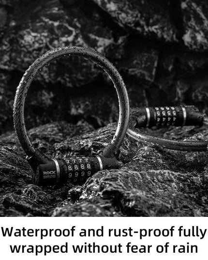 ROCKBROS Portable Bicycle Steel Cable Lock 4-Digit Password PVC Waterproof Dustproof Bike Lock Safety Lock MTB Road Accessories