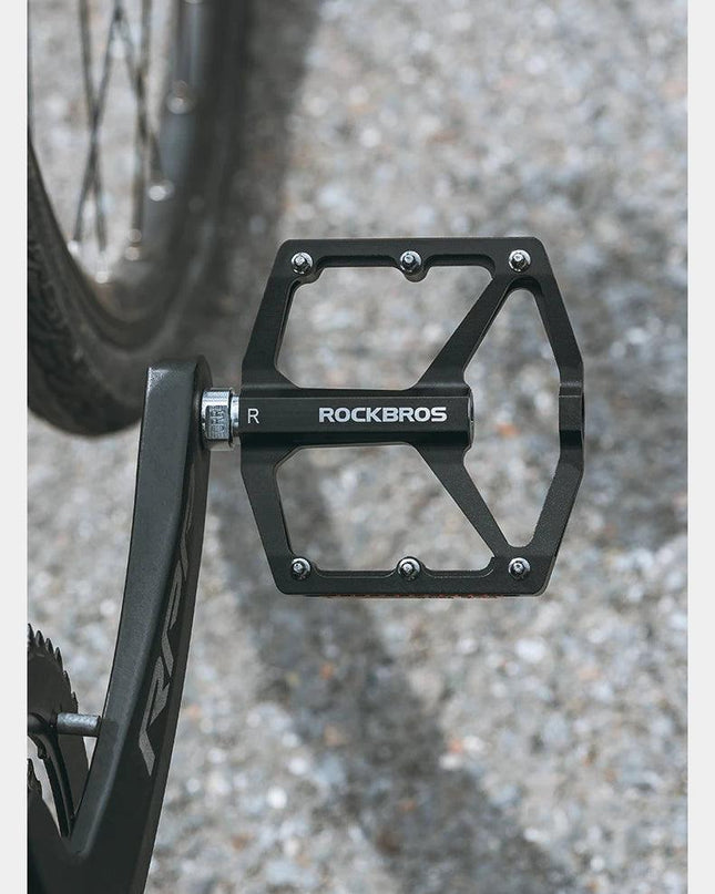 ROCKBROS Bicycle Pedals Save Effort Aluminum Alloy Anti-slip MTB Road Mountain Reflective Bearing Cycling Pedals Bike Accessory