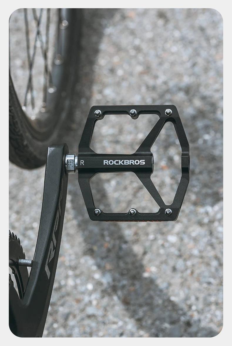 ROCKBROS Bicycle Pedals Save Effort Aluminum Alloy Anti-slip MTB Road Mountain Reflective Bearing Cycling Pedals Bike Accessory