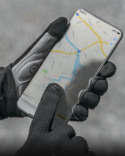 ROCKBROS Bicycle Gloves Full Finger Cycling Gloves Knit Fabric Touch Screen Motorcycle Gloves Autumn Winter Thermal Windproof