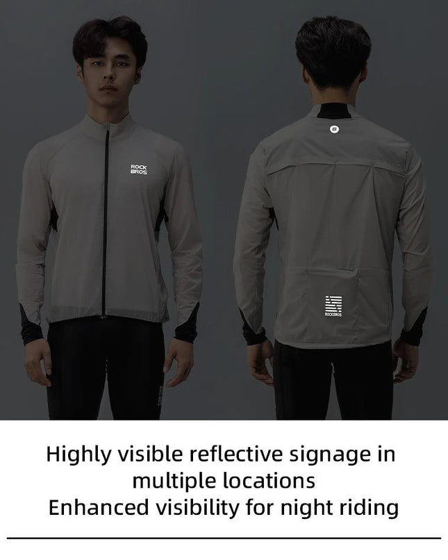 ROCKBROS Lightweight Cycling Jackets Windproof Bike Windbreaker Reflective Breathable Running Jacket Men's Coat With YKK Zipper