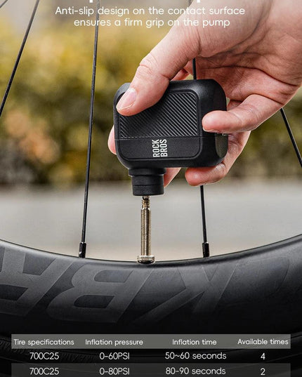 ROCKBROS Electric Air Pump Portable 100PSI Bicycle Pump Air Compressor Rechargeable Tire Inflator Pump 300mAh Battery Capacity