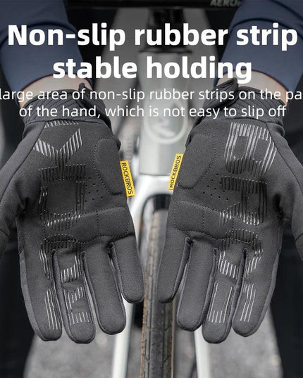 ROCKBROS Cycling Gloves MTB Road Bike Non-slip Gloves Touch Screen Winter Thermal Fleece Warmer Windproof Gloves Full Finger