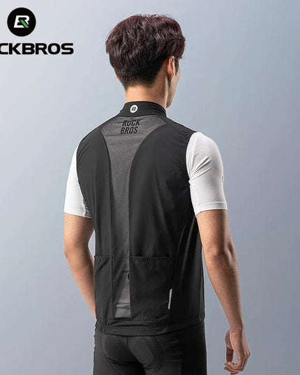 ROCKBROS Cycling Vest for Men Breathable Bicycle Clothing Outdoor Sports Windproof Running Vest Reflective Quick Dry Jersey