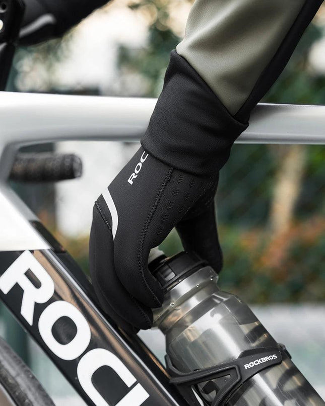 ROCKBROS Winter Warm Gloves Windproof Waterproof Bicycle Sports Mitten Warm Fleece Gloves Non-slip Motorcycle Ski Riding Gloves