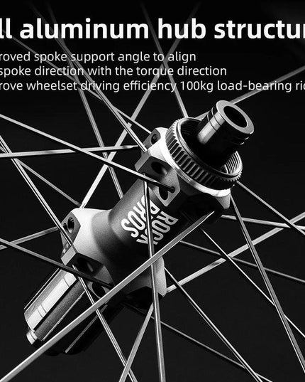ROCKBROS Carbon Wheels 700c Road Bike Wheelset Tubeless Clincher Tires Rim Center Lock Or 6-bolt Back Road Cycling Wheelset