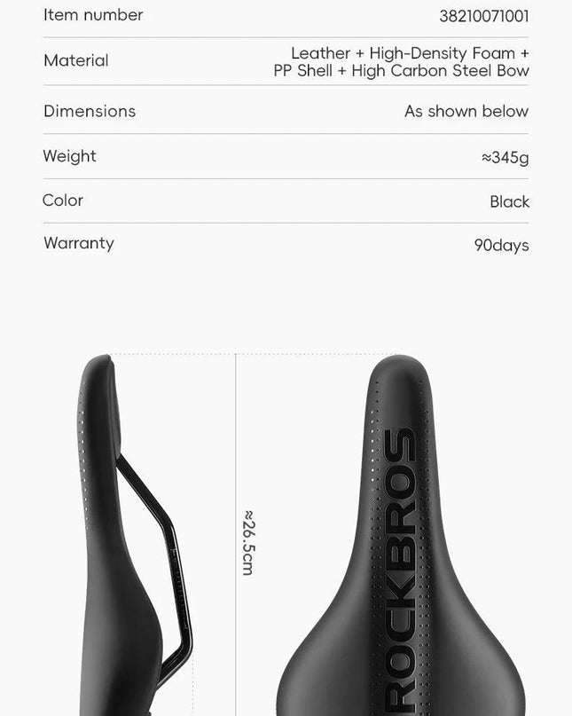 ROCKBROS Bicycle Saddle Comfortable Cycling Cushion Shock Absorption Wear-Resistant Bike Saddle PU Leather Breathable Cushion