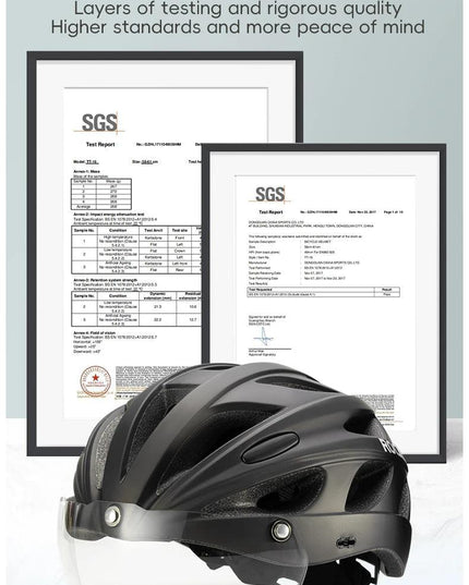 ROCKBROS Bike Helmet Lightweight Breathable Helmet PC+EPS with Photochromic Lens Wind-breaking Brim Safety Cycling Helmet