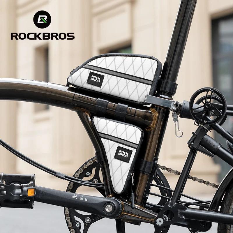 ROCKBROS Bicycle Bag Ultralight Top Front Tube Frame Triangle Bag for Brompton Bike 0.8L Lengthened Design Bike Bag Accessories